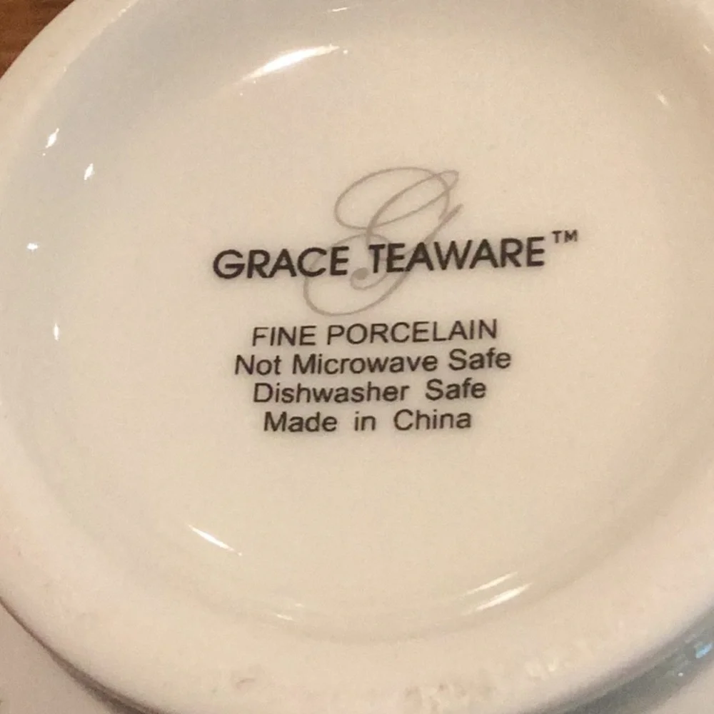 Grace Teaware Green Floral Cream & Sugar Set